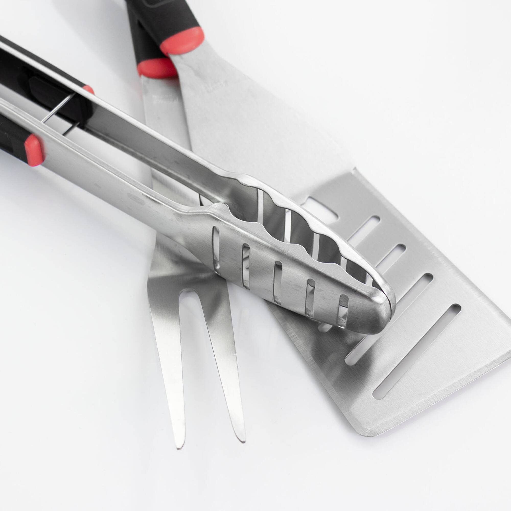 Gibson Home® Black & Red Huckleberry 3 Piece Stainless Steel BBQ Tool Set